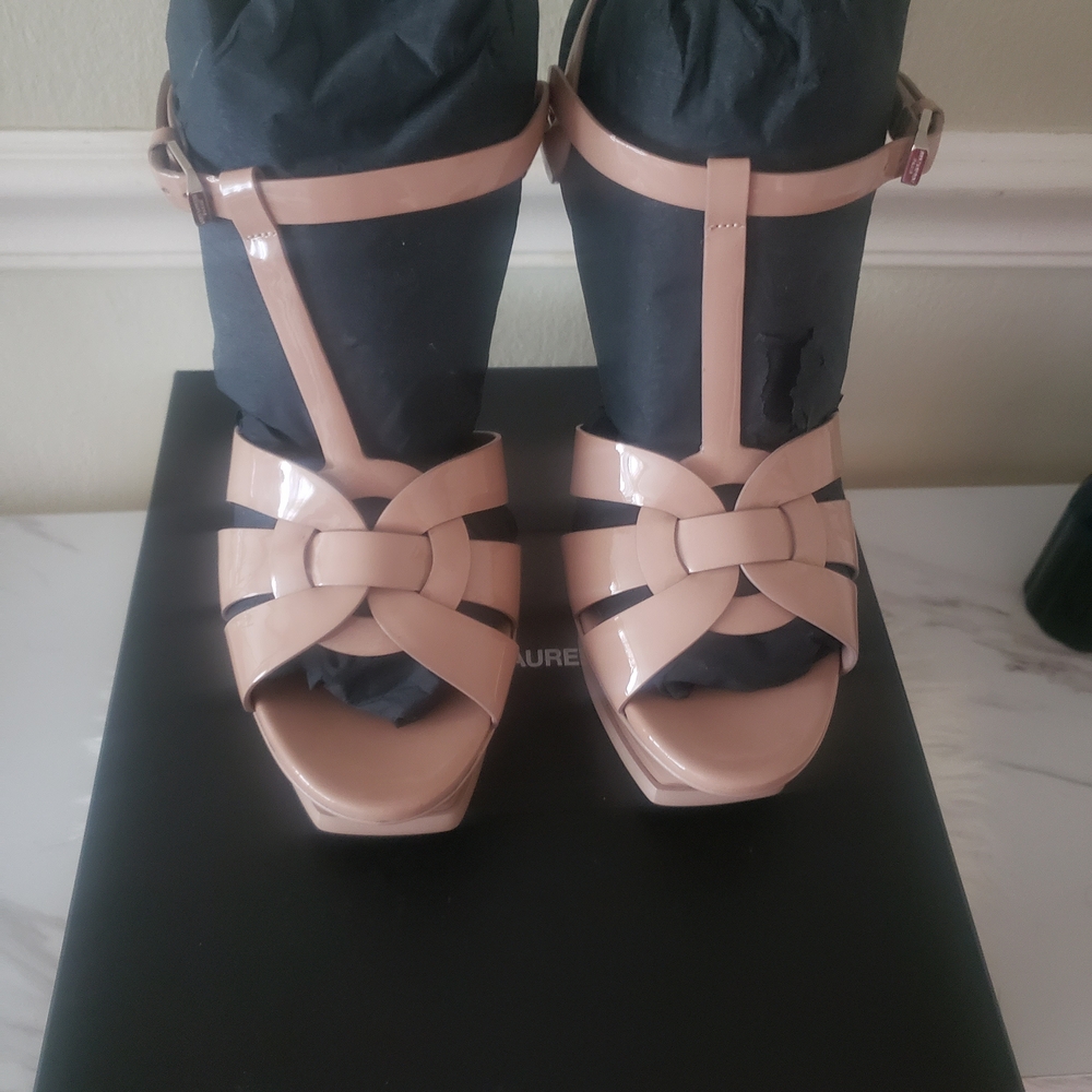 Yves Saint Laurent Beige Strappy Heels - Picture 3 of 9